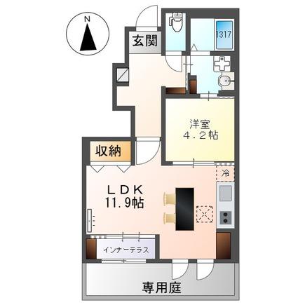 港区秋葉アパート(1LDK/1階)の間取り写真