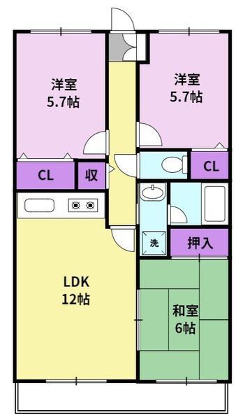 パストラールハイム(3LDK/4階)の間取り写真
