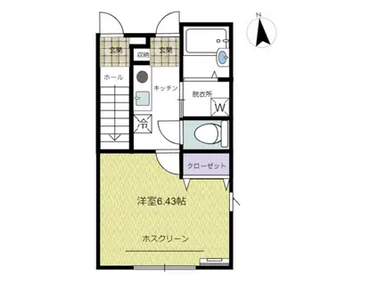 コーポあしたば WIFI付き(1K/1階)の間取り写真