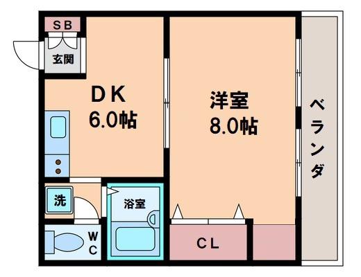 メゾンドソンジュ(1DK/4階)の間取り写真