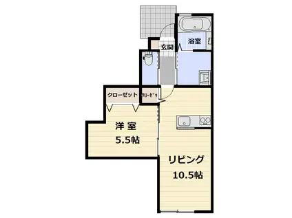 クオンタム筒井(1LDK/1階)の間取り写真