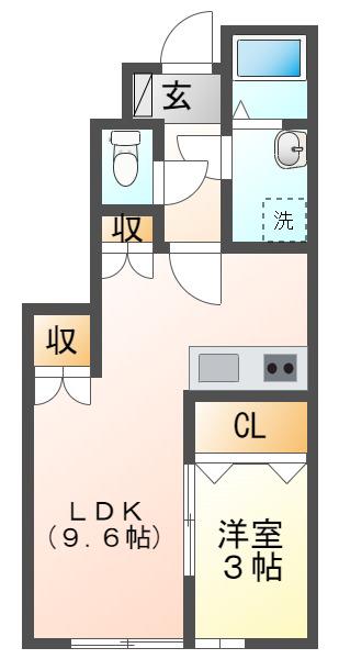ルスデルソル(1LDK/1階)の間取り写真