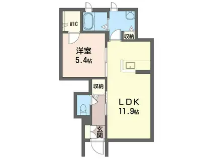 アーバンコンテンポラリーM(1LDK/1階)の間取り写真