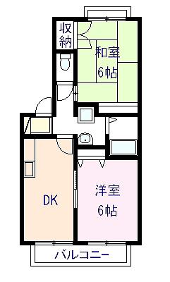 ヨークS(2DK/1階)の間取り写真