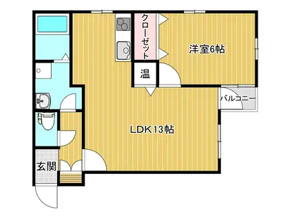 シャルマン上所A(1LDK/1階)の間取り写真
