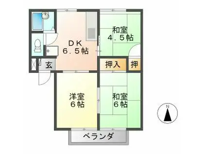 セラミックハウスBEE(3DK/2階)の間取り写真