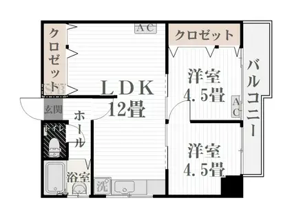 立石ビル(2LDK/3階)の間取り写真
