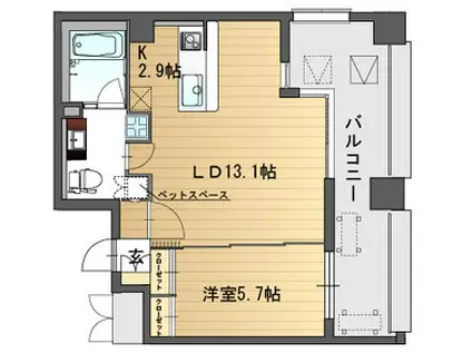 プラスヴァンドームサントル(1LDK/8階)の間取り写真