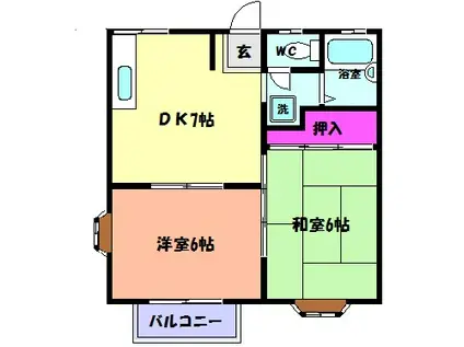 ヴェルデ北町(2DK/1階)の間取り写真