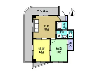 ツインビル野田第2(2DK/5階)の間取り写真