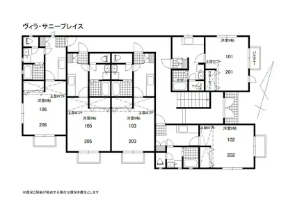 ヴィラサニープレイス(1K/2階)の間取り写真