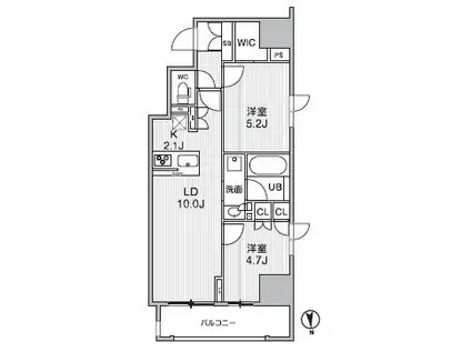 SEASON FLATS SHINOKACHIMACHI(2LDK/6階)の間取り写真