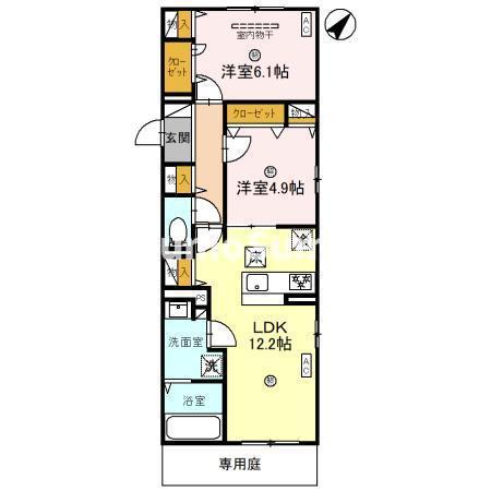 サンパティーク東町(2LDK/1階)の間取り写真