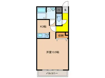 パークサイドI(ワンルーム/2階)の間取り写真