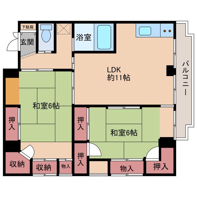 RUEFU5(2DK/3階)の間取り写真