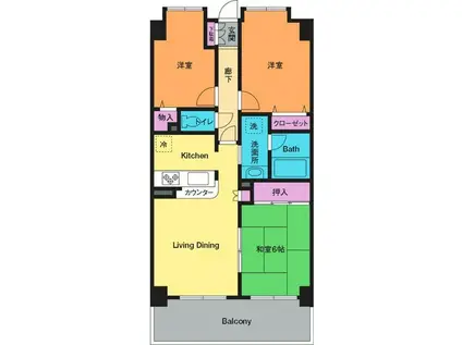 ダイアパレス本厚木ラクラッセ(3LDK/12階)の間取り写真