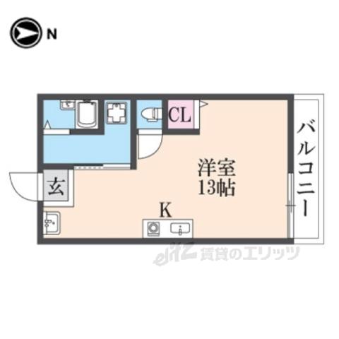 香里さくらハイツ3(ワンルーム/2階)の間取り写真