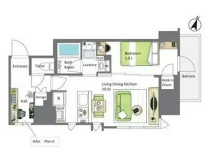 アイフラット若松河田(1LDK/2階)の間取り写真