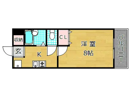 ボー・アルブル枚方長尾I(1K/2階)の間取り写真