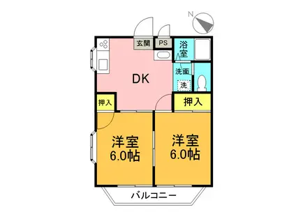 フルジェンテ北中野(2DK/2階)の間取り写真