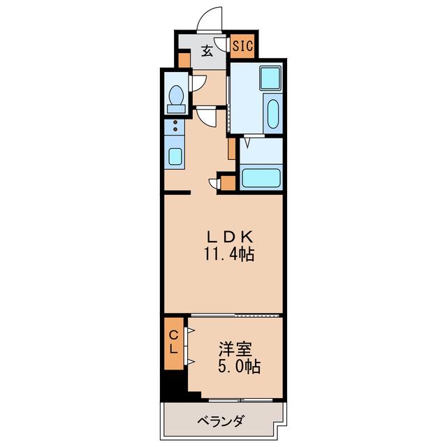 ロイジェント新栄II(1LDK/8階)の間取り写真