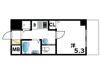 ラ・ティーダ御影(1K/7階)の間取り写真