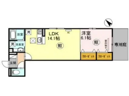 BIRDHILL 塚本通(1LDK/1階)の間取り写真