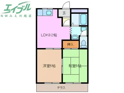 イーストオブパーク黒田(2DK/1階)の間取り写真