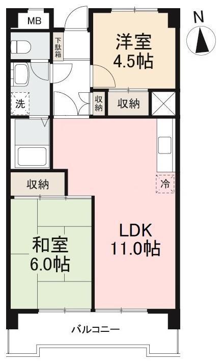 ALL上福岡(2LDK/1階)の間取り写真