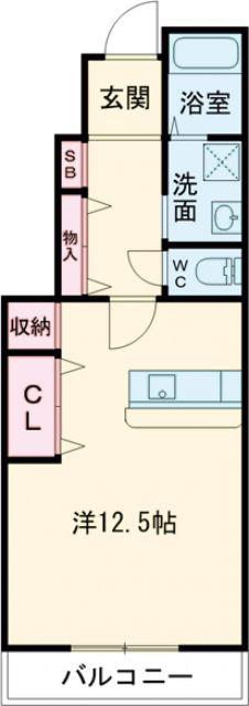 グレースコートII(1K/1階)の間取り写真