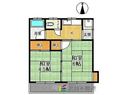 花畑アパート(2K/1階)の間取り写真