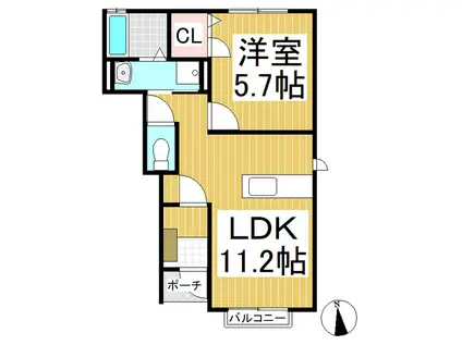 ARES(1LDK/1階)の間取り写真