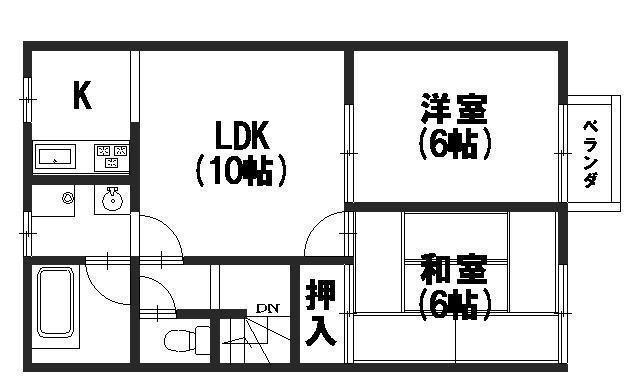 カーサ西ノ丘(2LDK/2階)の間取り写真