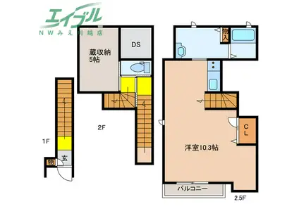 KURAMORE DE COCO(ワンルーム/2階)の間取り写真