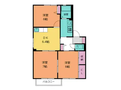 グレース F棟(3DK/2階)の間取り写真