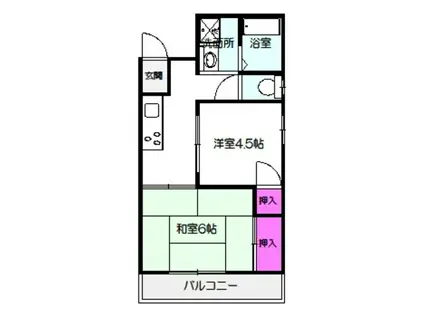 フラワーガーデンKAMINO(2K/1階)の間取り写真