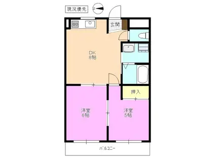 アーク松本レジデンス(2DK/3階)の間取り写真