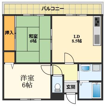 エステート樋口(2LDK/1階)の間取り写真