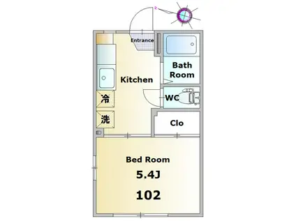 ビエリードーム(1K/1階)の間取り写真