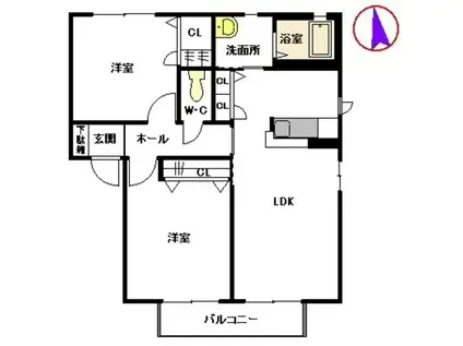 フォーレス中古賀 B棟(2LDK/2階)の間取り写真