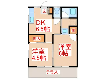 モリハイツ(2DK/1階)の間取り写真