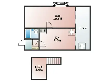 ヨーロピアン西明石(1DK/2階)の間取り写真