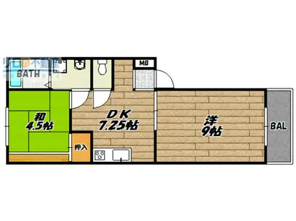 逆瀬台ハイツ(2DK/1階)の間取り写真