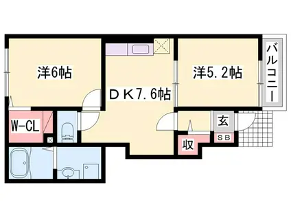 BELL SOLEIL II(2DK/1階)の間取り写真