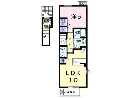 ブルーパイン II-C(1LDK/2階)の間取り写真