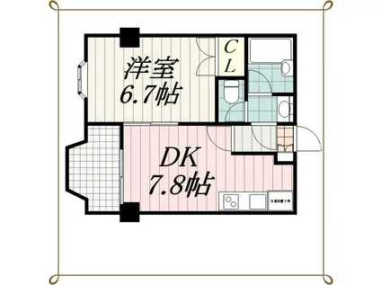 緑町ハイリビング壱番館(1DK/3階)の間取り写真