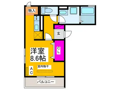 ベル・フルールTAKA(ワンルーム/2階)の間取り写真