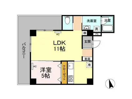 沖縄都市モノレール 儀保駅 徒歩3分 3階建 築4年(1LDK/2階)の間取り写真