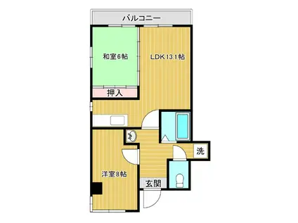 桑島ビルA(2LDK/6階)の間取り写真