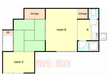 垂水区城が山5丁目1棟アパート(2K/1階)の間取り写真